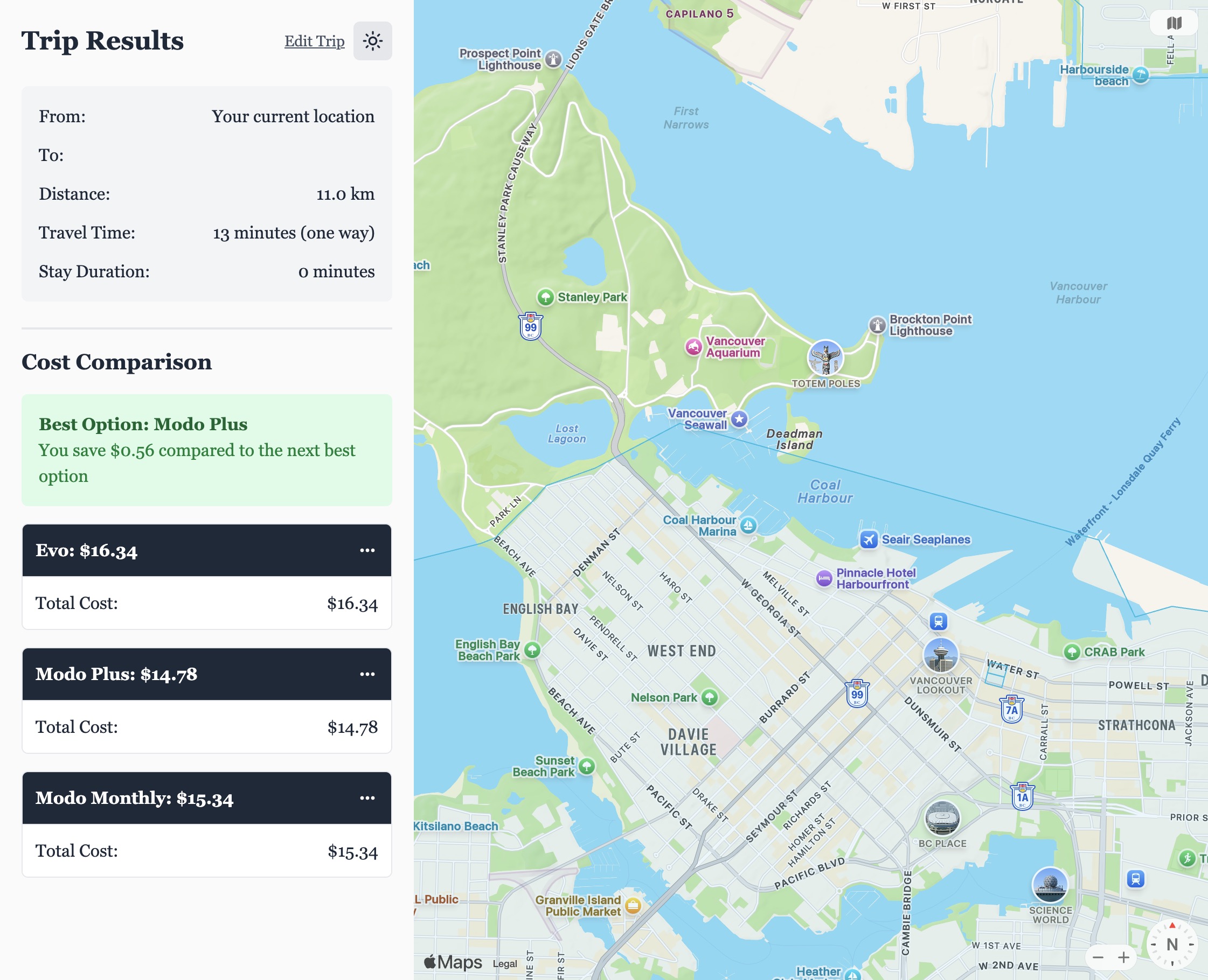 Movo - Car Share Cost Calculator detail
